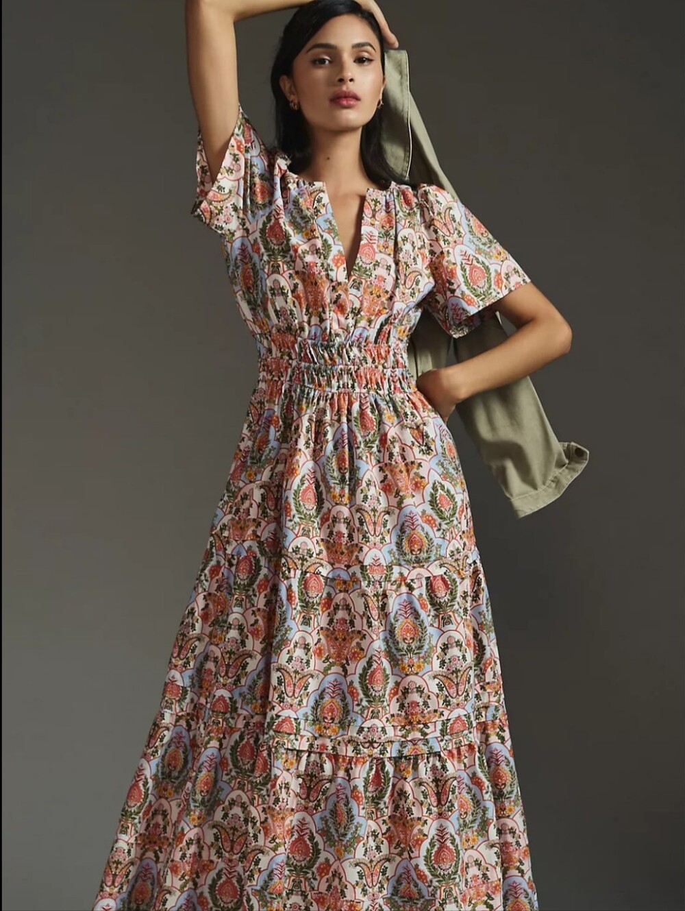 Anthropologie The Somerset Maxi Dress Paisley Floral Cotton Poplin